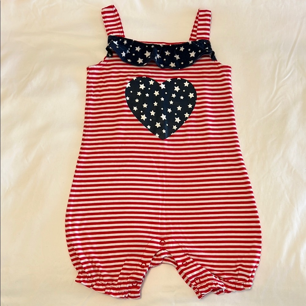 Way to Celebrate! Patriotic start and stripes Romper Girls 24 Months
